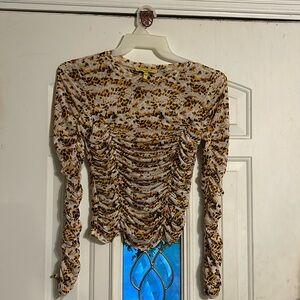 Long sleeve mesh crop top